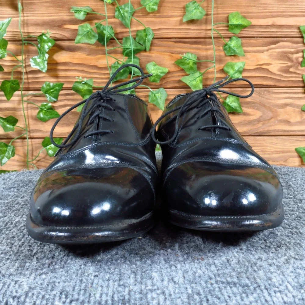Stafford 014-2071 Mens Cap Toe Oxford Shoe Size 9 EEE Formal Dress Black Leather